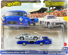 Hot Wheels Premium - 1:64 Car Culture Team Transport - ‘55 Mercedes - Benz Blaues Wunder - Mega Cash Sydney