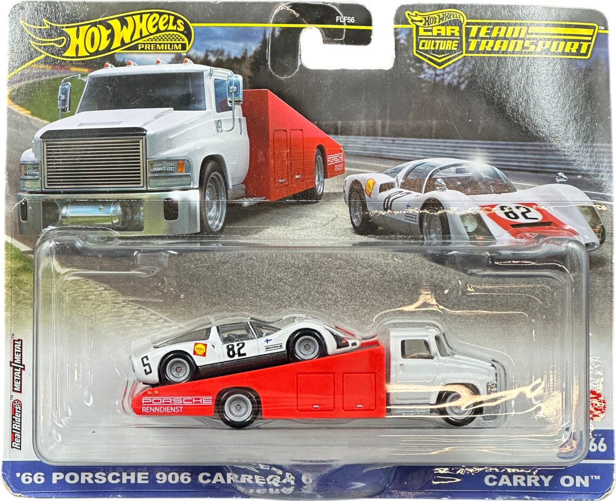 Hot Wheels Premium - 1:64 Car Culture Team Transport - ‘66 Porsche 906 Carrera 6 - Carry On - Mega Cash Sydney