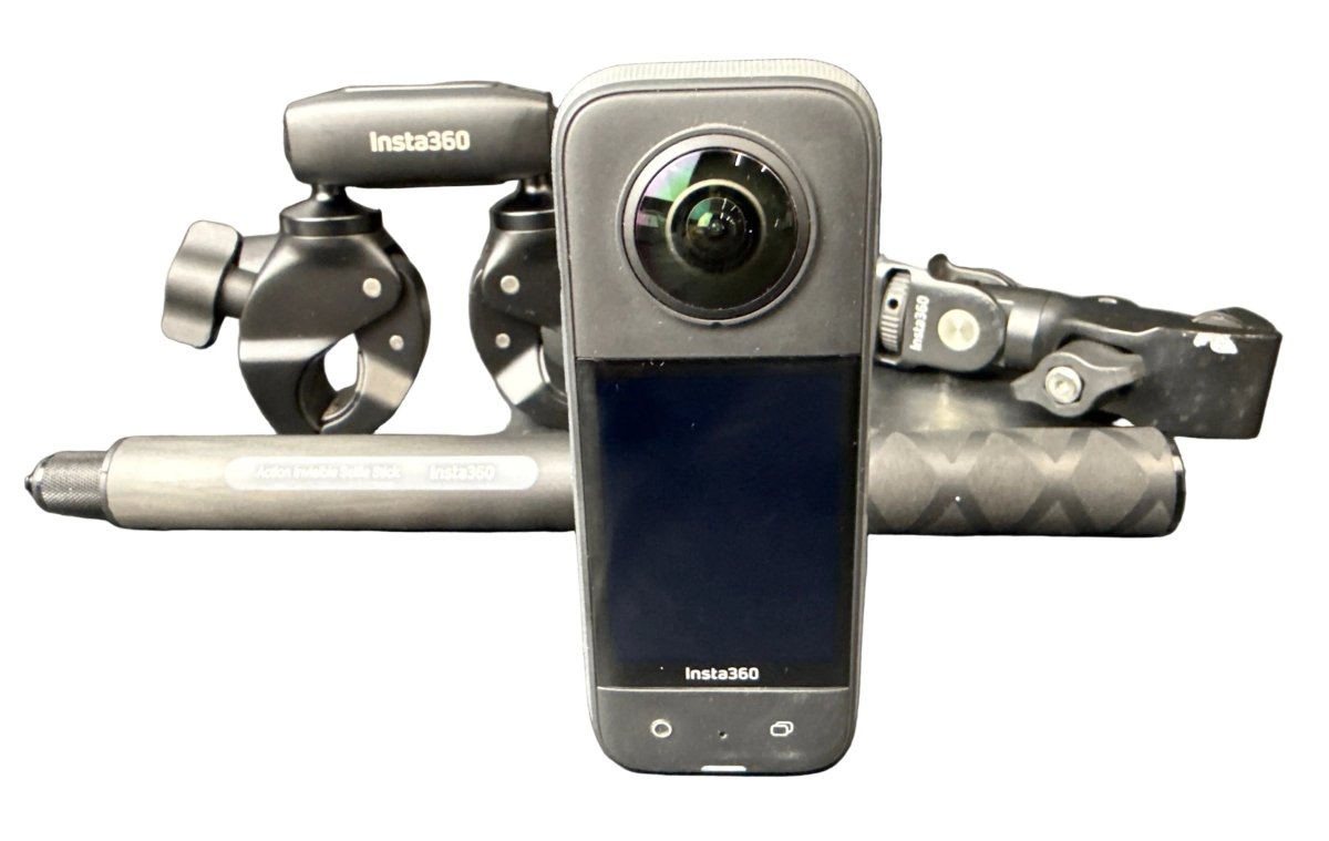 Insta360 X3 Camera - Including Heavy Duty Clamp & Selfie Stick and Support Clamp - Mega Cash Sydney
