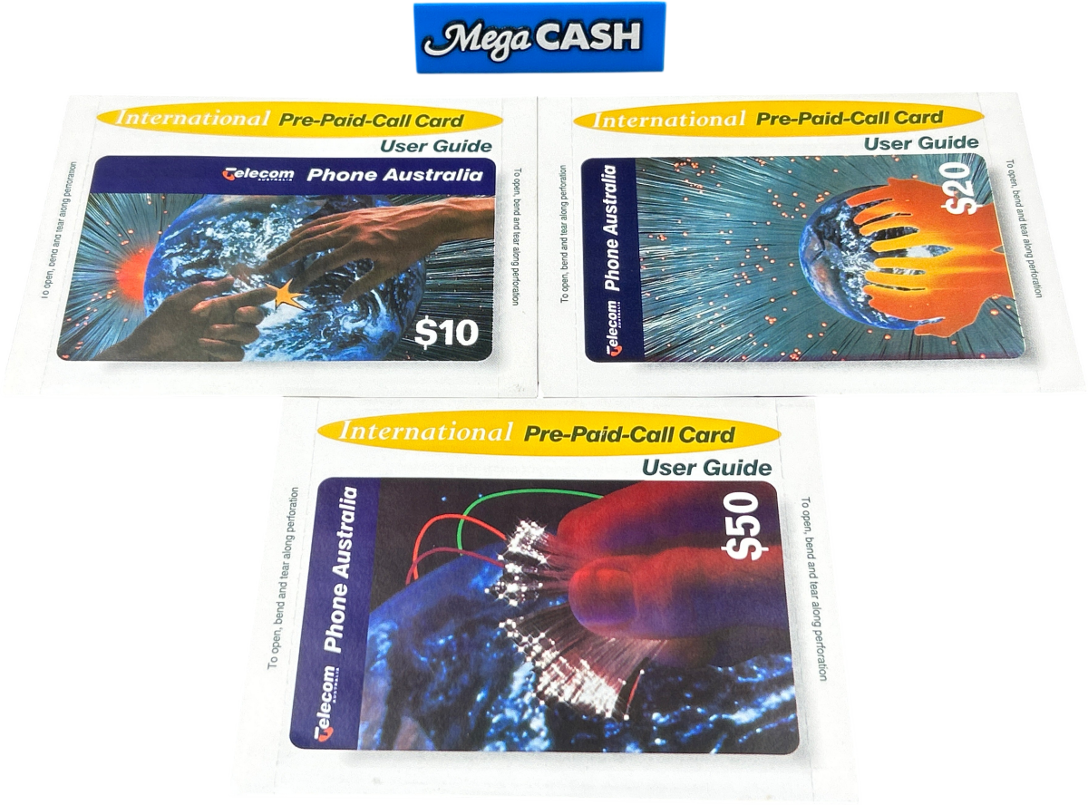 International Telecom Pre - Paid - Call Card - $10/$20/$50 - 3 Card Set - Mega Cash Sydney