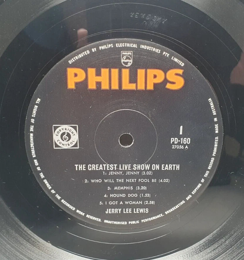 JERRY LEE LEWIS - "The Greatest Live Show On Earth" - Record - Vinyl - PD - 160 - Mega Cash Sydney