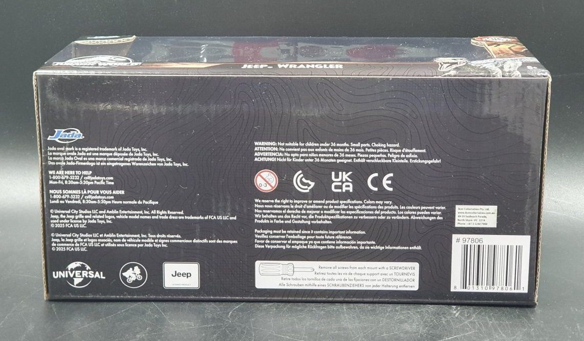 Jurassic World - Jeep Wrangler - Jada Toys - Hollywood Rides Diecast Scale - 1:32 - Mega Cash Sydney