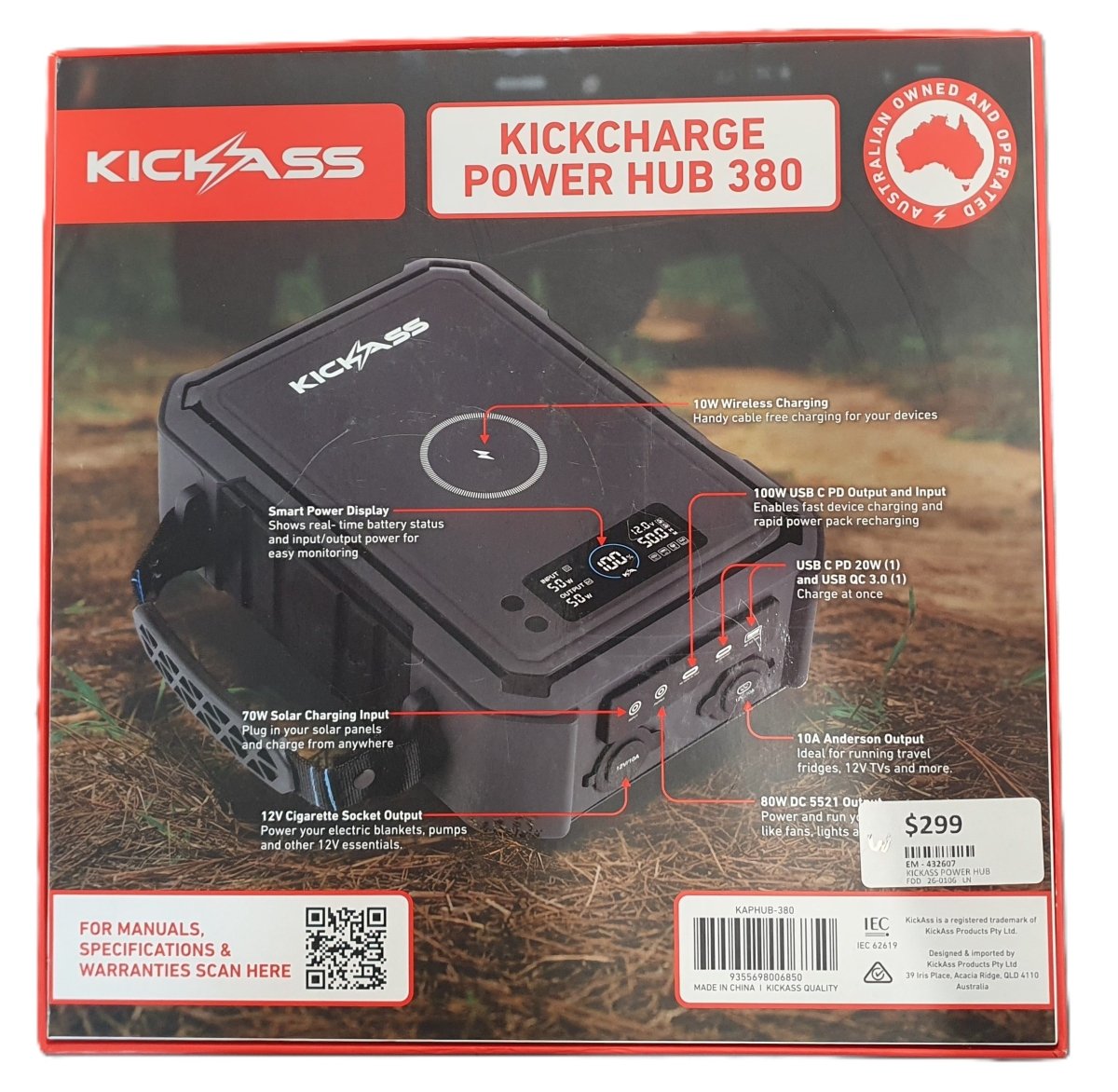 KickAss - KickCharge Powerhub 380 Portable Power Pack - KAPHUB - 380 - Mega Cash Sydney