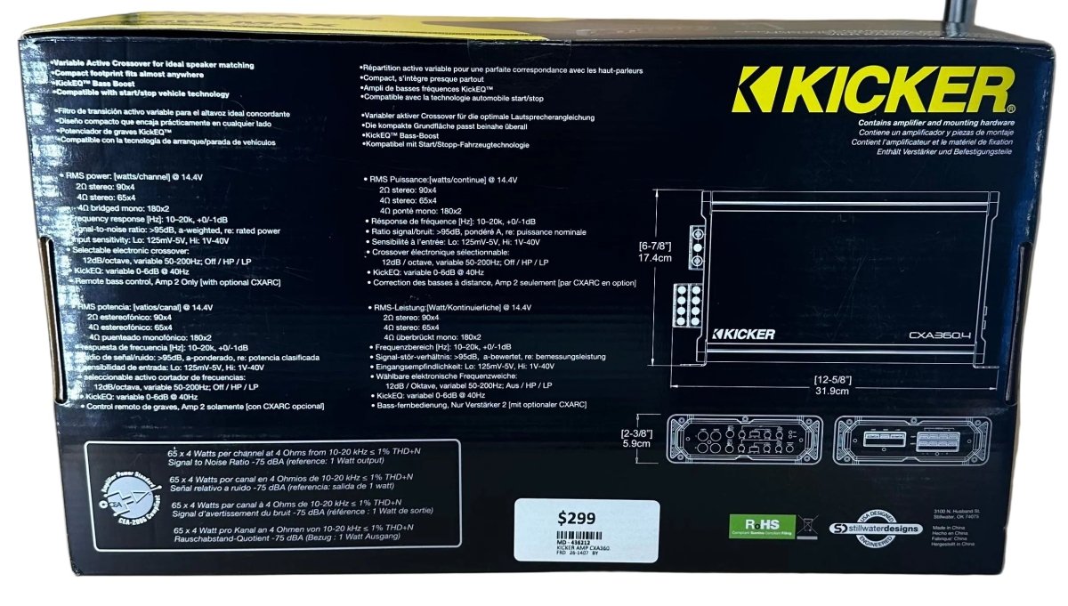 KICKER CXA360.4- – 360 Watts RMS 4-channel Amplifier - Mega Cash Sydney