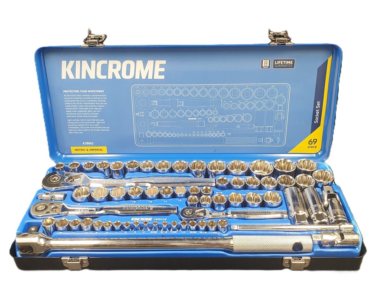 KINCROME - 1/4", 3/8" & 1/2" Drive Socket Set Metric & Imperial - 69 Piece - K28042 - Mega Cash Sydney