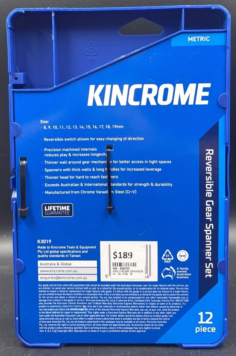 Kingcrome - Gear Spanner Set - 12 Pieces - Mega Cash Sydney