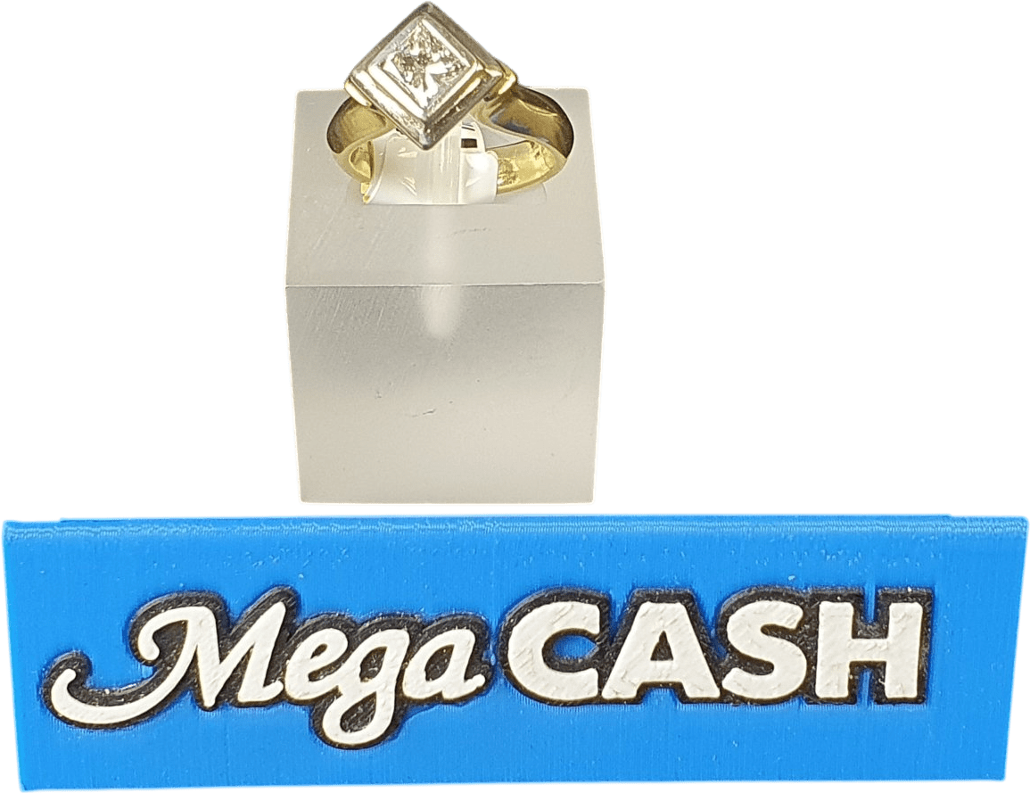 Ladies 18ct With Diamond stone Square Shaped Solid Gold Ring - Mega Cash Sydney