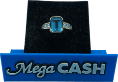 Ladies 9ct With Blue & Clear CZ Cubic Zirconia Stone Solid Gold Ring Size - 8 / Size P / 17 - 57 - Mega Cash Sydney