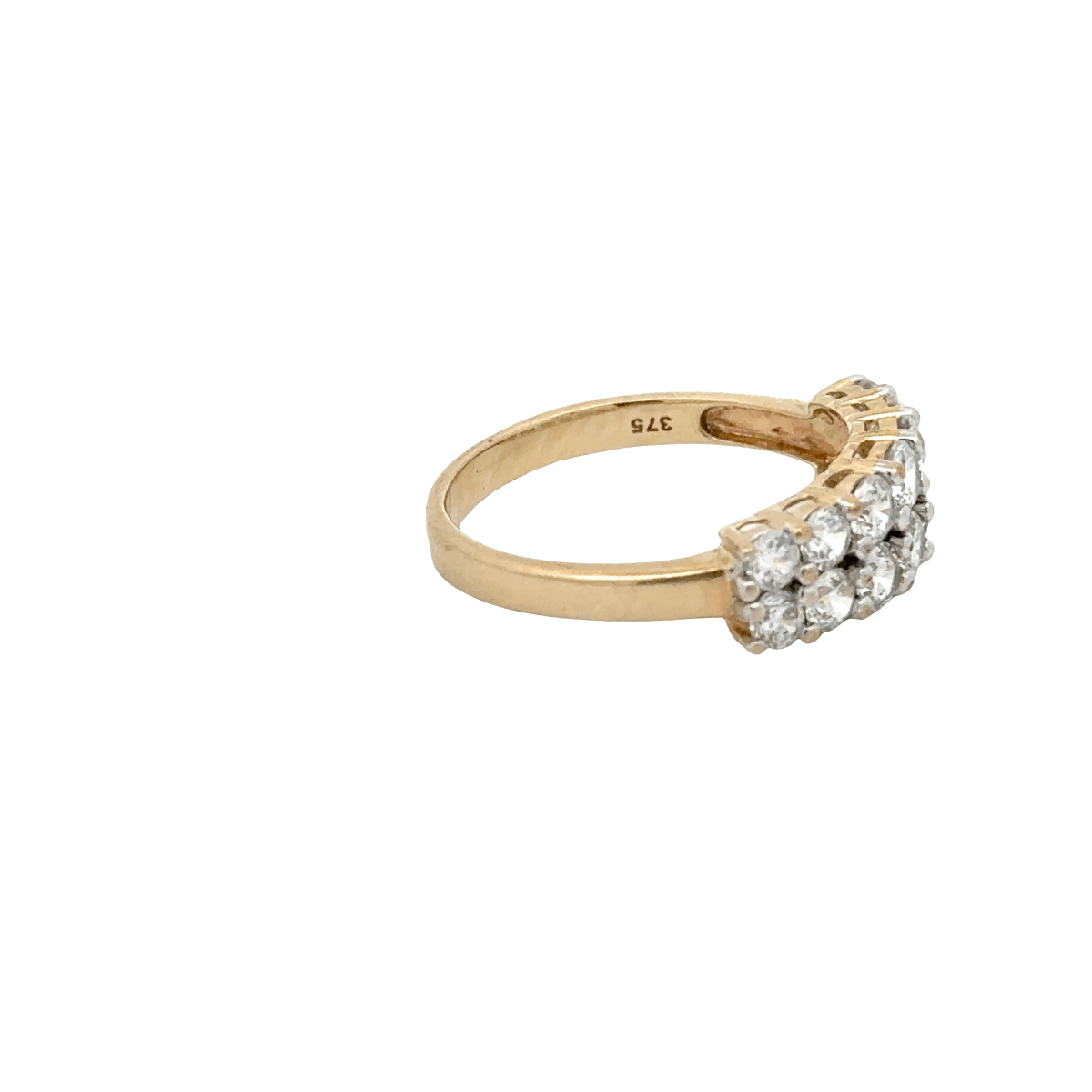Ladies 9k Double - Row CZ Ring in Yellow Gold - Mega Cash Sydney