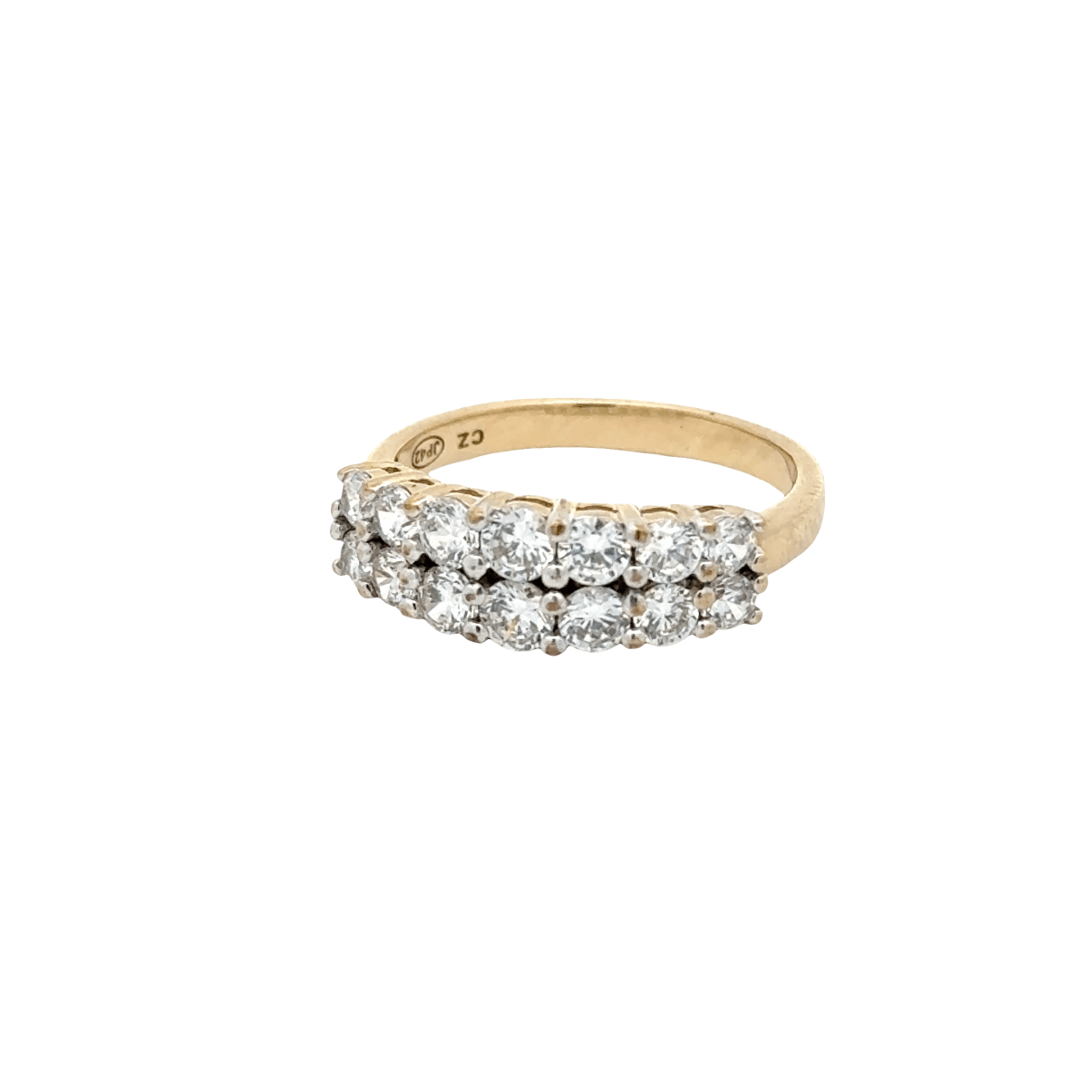 Ladies 9k Double - Row CZ Ring in Yellow Gold - Mega Cash Sydney