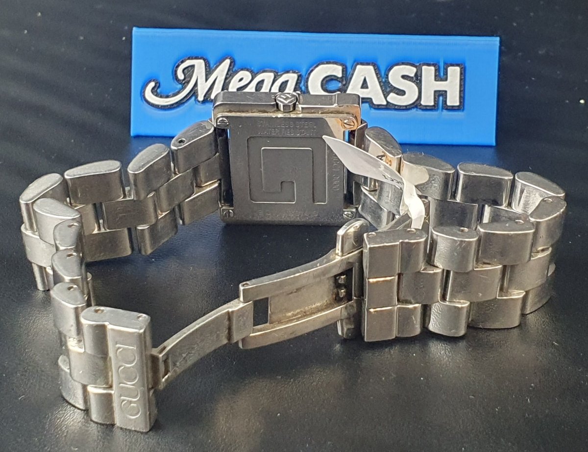 LADIES - GUCCI WATCH - 3600 - Black Dial Stainless Steel G Bezel Square - Mega Cash Sydney