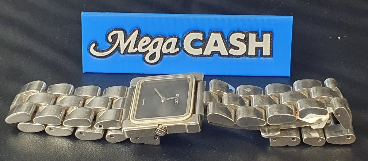 LADIES - GUCCI WATCH - 3600 - Black Dial Stainless Steel G Bezel Square - Mega Cash Sydney