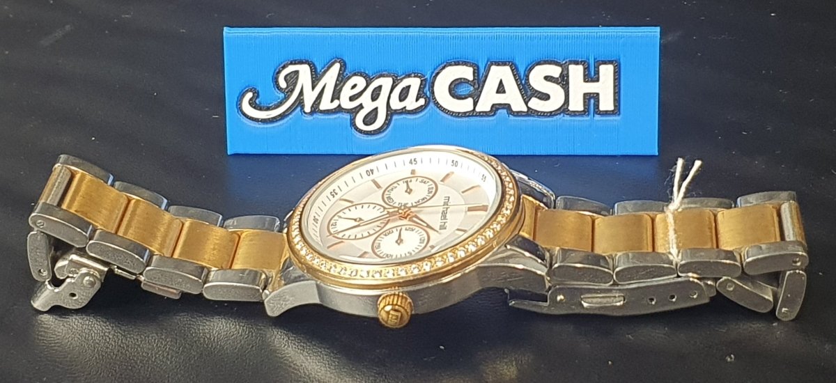 LADIES - MICHAEL HILL - ANALOGUE WATCH - 9441 - GOLD STEEL BAND - Mega Cash Sydney