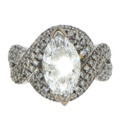Marquise Diamond Pavé Woven Cocktail Ring in White Gold with Valuation - Mega Cash Sydney