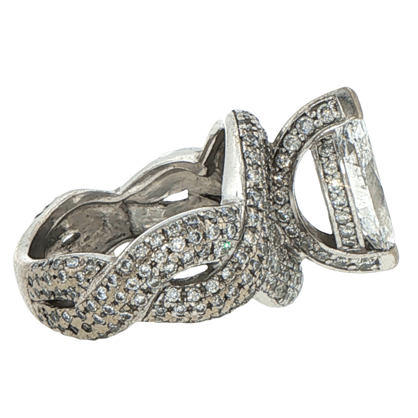Marquise Diamond Pavé Woven Cocktail Ring in White Gold with Valuation - Mega Cash Sydney