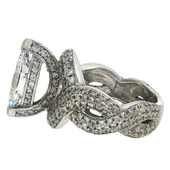 Marquise Diamond Pavé Woven Cocktail Ring in White Gold with Valuation - Mega Cash Sydney