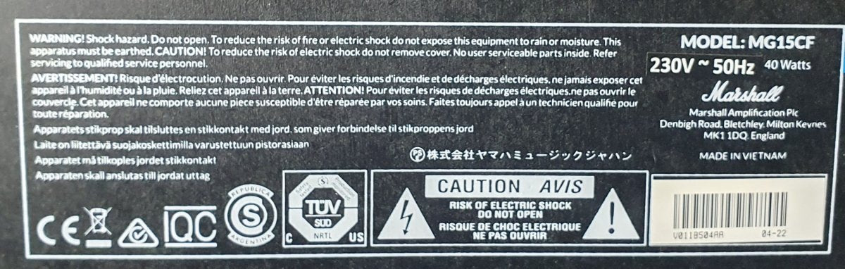 MARSHALL - GUITAR AMPLIFIER MG15CF - 40W - Mega Cash Sydney