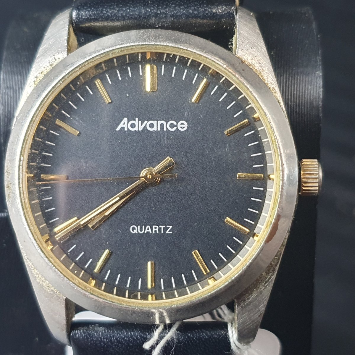 MENS - ADVANCE ANALOGUE WATCH - DILOY SUPERIOR BLACK LEATHER BAND - Mega Cash Sydney