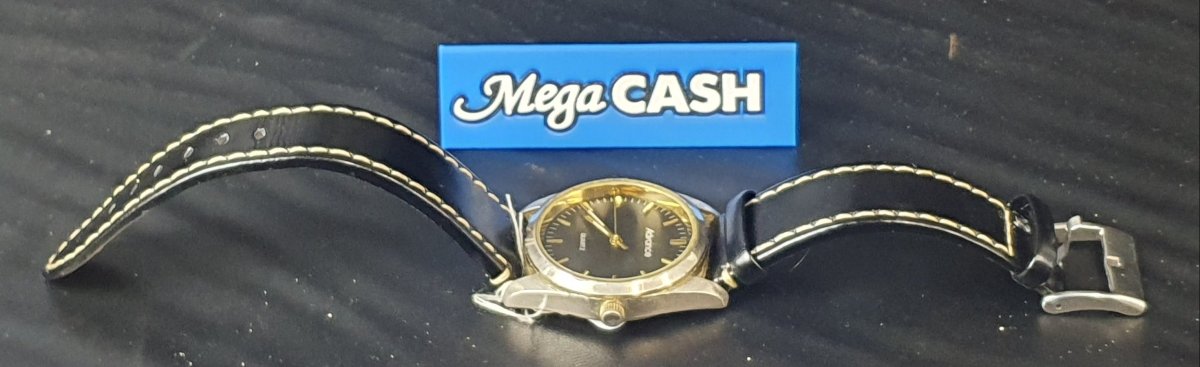 MENS - ADVANCE ANALOGUE WATCH - DILOY SUPERIOR BLACK LEATHER BAND - Mega Cash Sydney