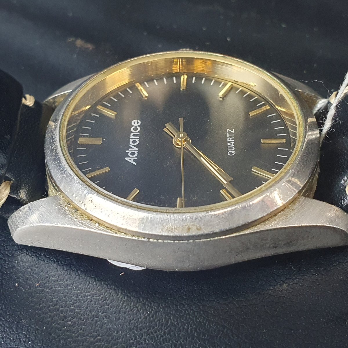MENS - ADVANCE ANALOGUE WATCH - DILOY SUPERIOR BLACK LEATHER BAND - Mega Cash Sydney