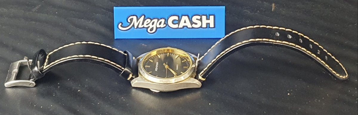 MENS - ADVANCE ANALOGUE WATCH - DILOY SUPERIOR BLACK LEATHER BAND - Mega Cash Sydney