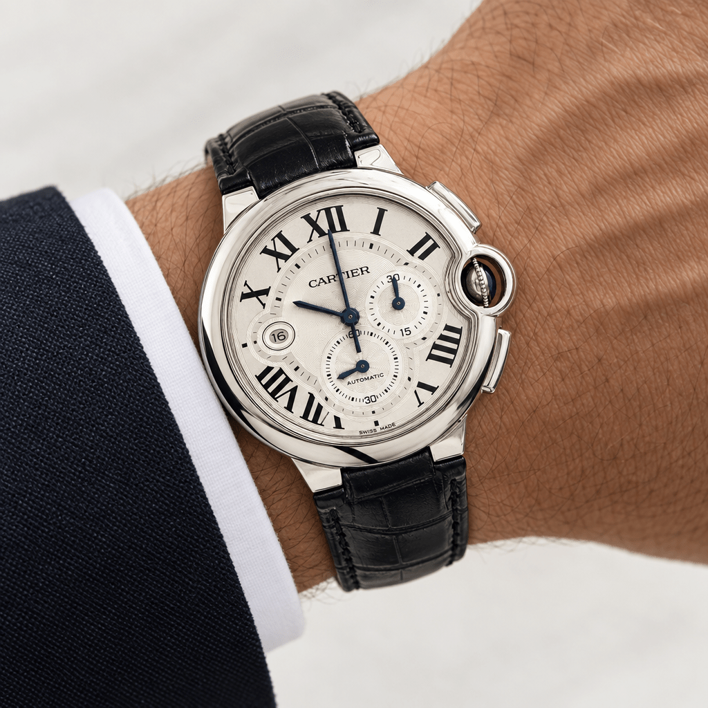 Men's Cartier Ballon Bleu 44mm Watch with Leather Strap - Mega Cash Sydney