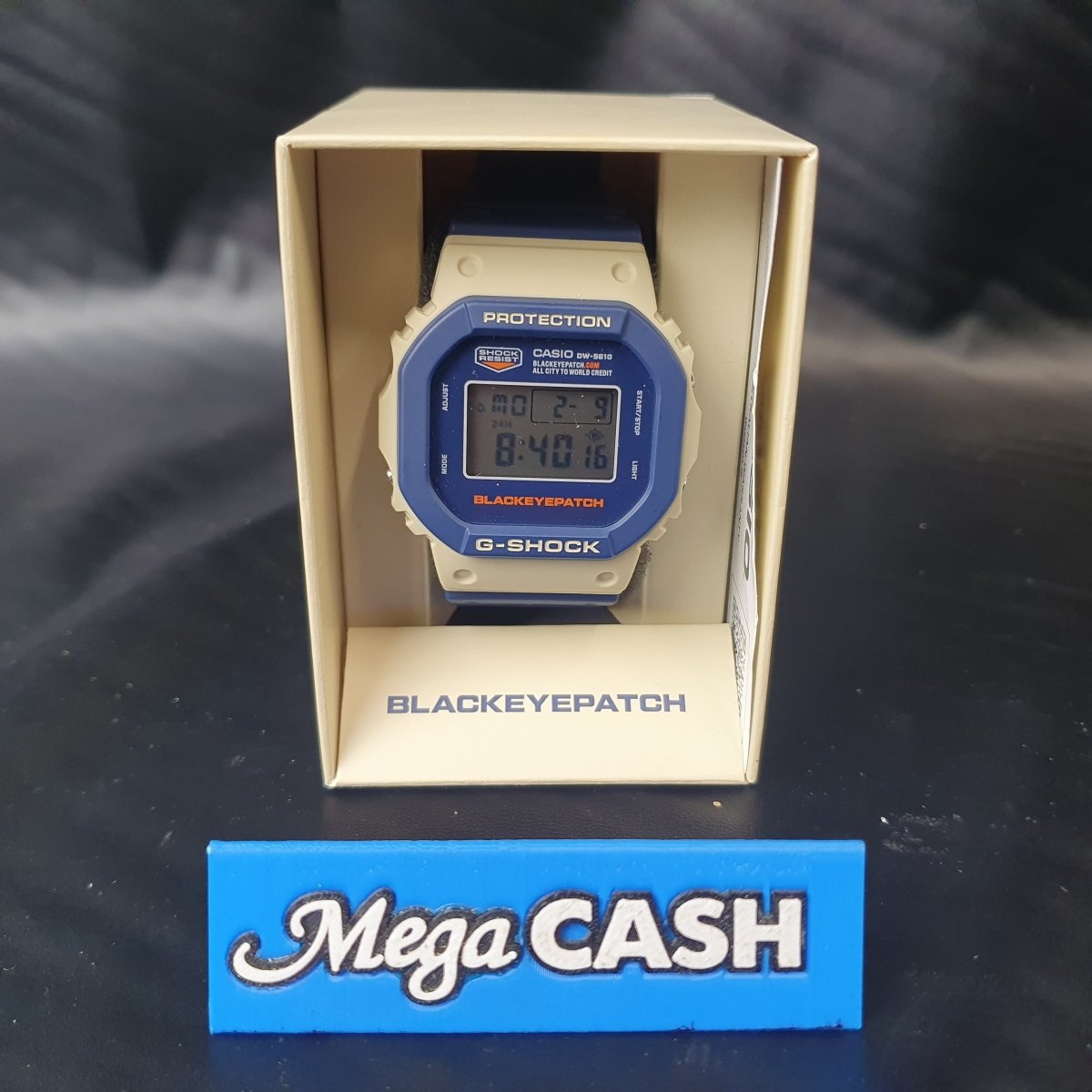MENS - CASIO WATCH - THE BLACK EYE PATCH - BLUE RUBBER BAND - DIGITAL - IN BOX WITH TAGS - Mega Cash Sydney