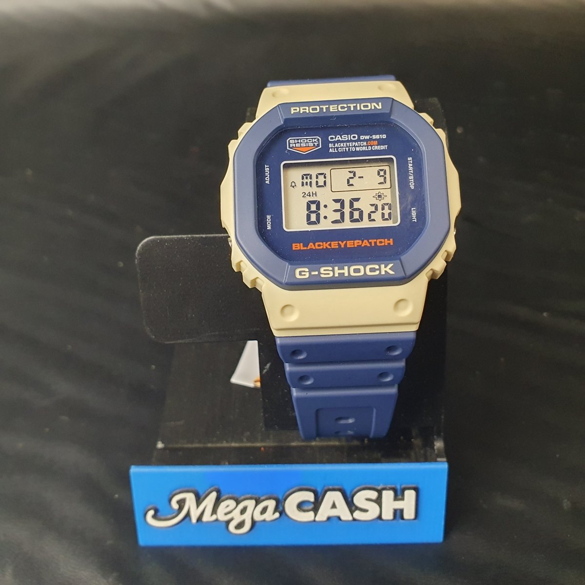 MENS - CASIO WATCH - THE BLACK EYE PATCH - BLUE RUBBER BAND - DIGITAL - IN BOX WITH TAGS - Mega Cash Sydney