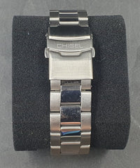 MENS CHISEL WATCH - 50.0GMS - SILVER STAINLESS STEEL BAND - CHRONOGRAPH - Mega Cash Sydney