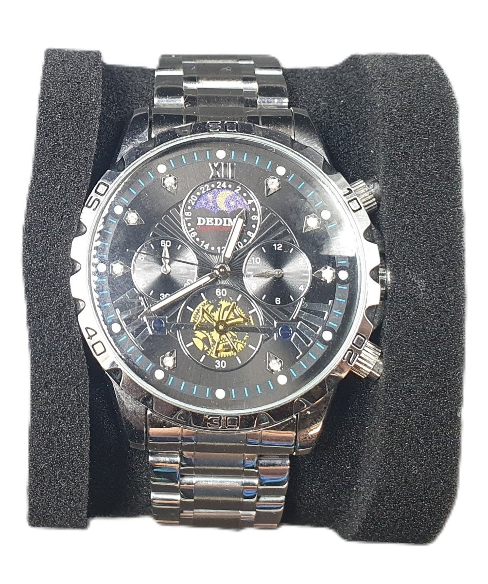 MENS DEDIMA WATCH - 50.0GMS WITH SILVER STAINLESS STEEL BAND - Mega Cash Sydney