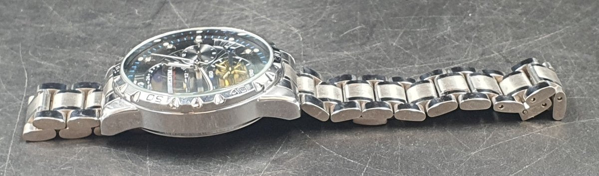 MENS DEDIMA WATCH - 50.0GMS WITH SILVER STAINLESS STEEL BAND - Mega Cash Sydney