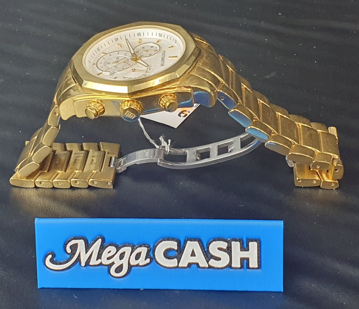 MENS - MICHAEL HILL - ANALOGUE WATCH - 9278 - GOLD METAL BAND - Mega Cash Sydney