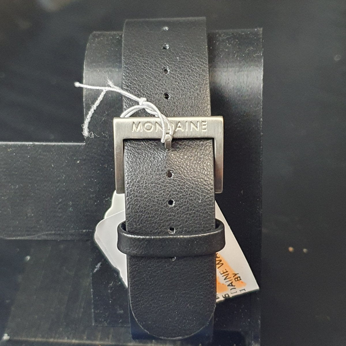 MENS - MONDAINE WATCH - NEO MSD.4120.LBV - BLACK LEATHER BAND - ANALOGUE - WITH BOX TAGS AND PAPERS - Mega Cash Sydney