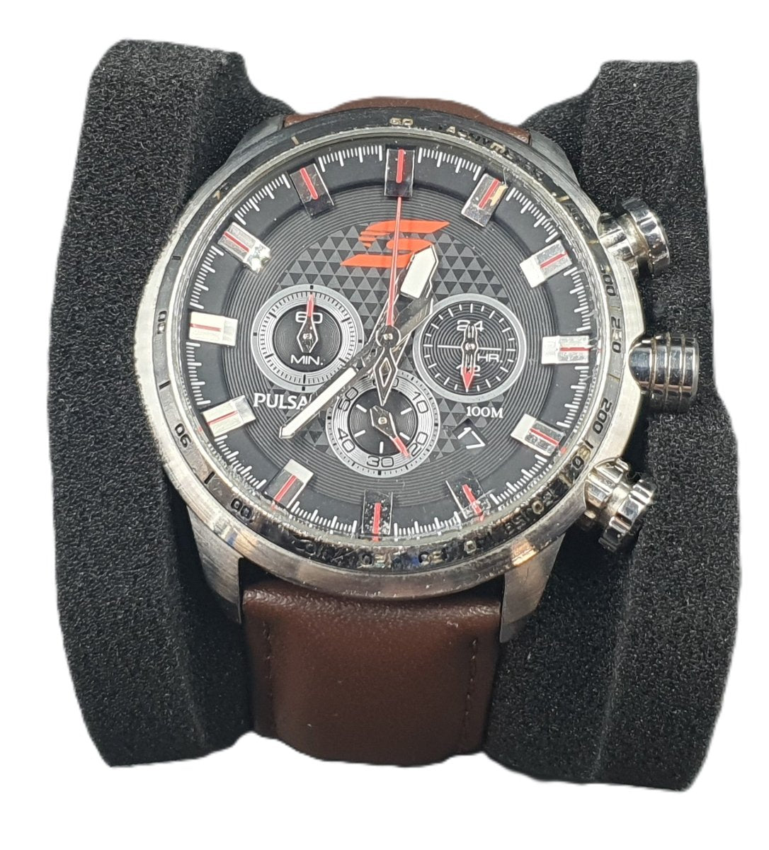 MENS PULSAR WATCH - 50.0GMS - VK63-X024 - BROWN LEATHER BAND - CHRONOGRAPH - LIMITED EDITION V8 SUPERCAR 0007/1000 - Mega Cash Sydney