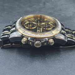 MENS SEIKO WATCH - 153.0GMS - SOLAR - GOLD AND TUNGSTEN CERAMIC BAND - CHRONOGRAPH - BLACK AND GOLD SAPPHIRE CRYSTAL - Mega Cash Sydney