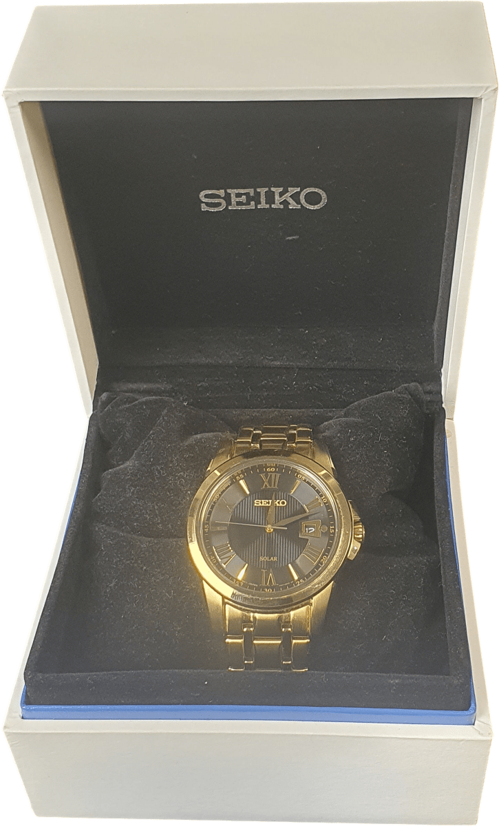 MENS - SEIKO WATCH - V157 - 0BF0 - GOLD STAINLESS STEEL BAND - Mega Cash Sydney
