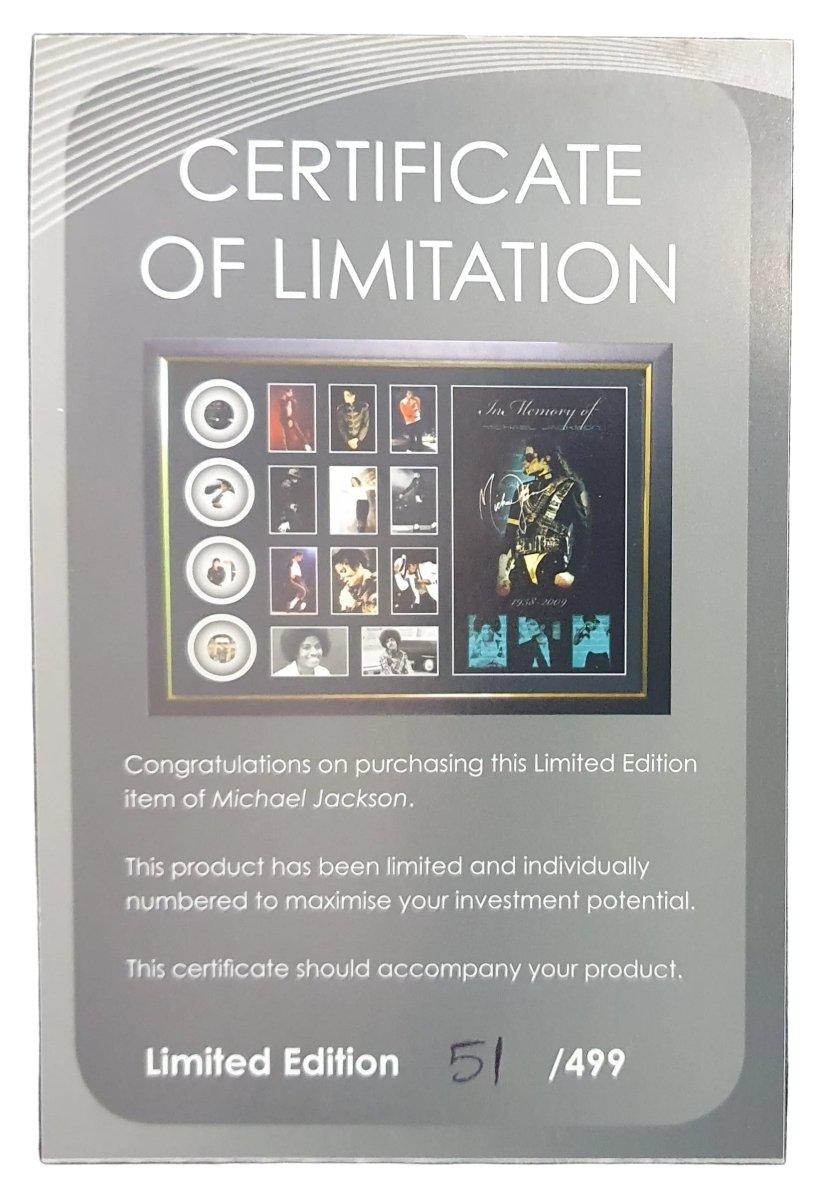 Michael Jackson Limited Edition Comes with Certificate of Limitation and Frame - Mega Cash Sydney