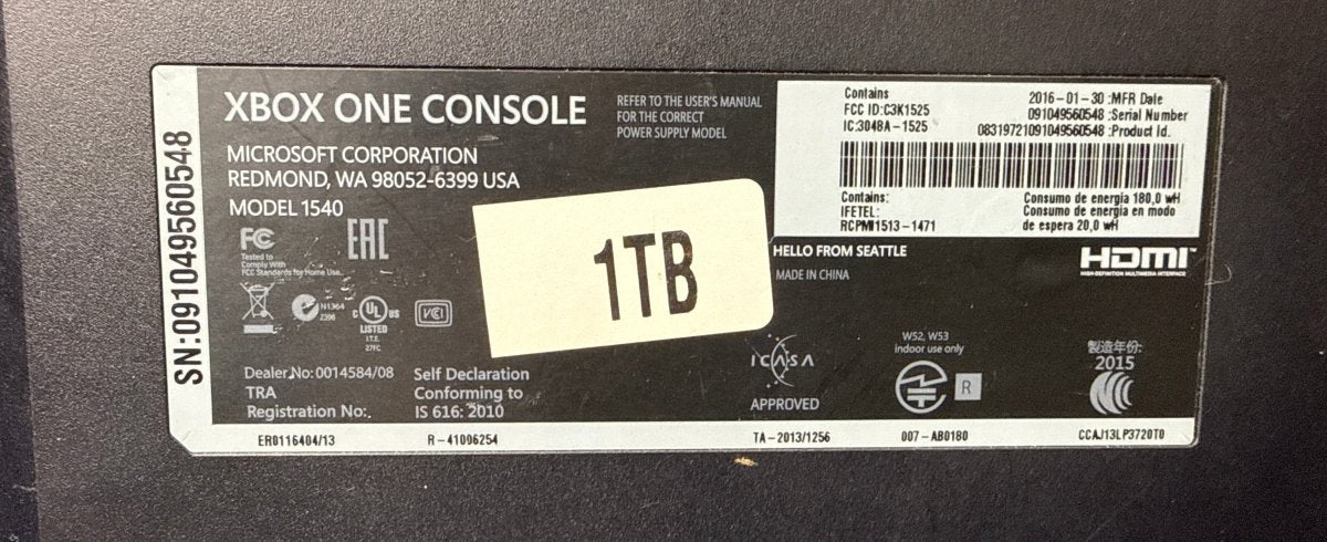 Microsoft Xbox One Console - 1540 - 1TB - Mega Cash Sydney