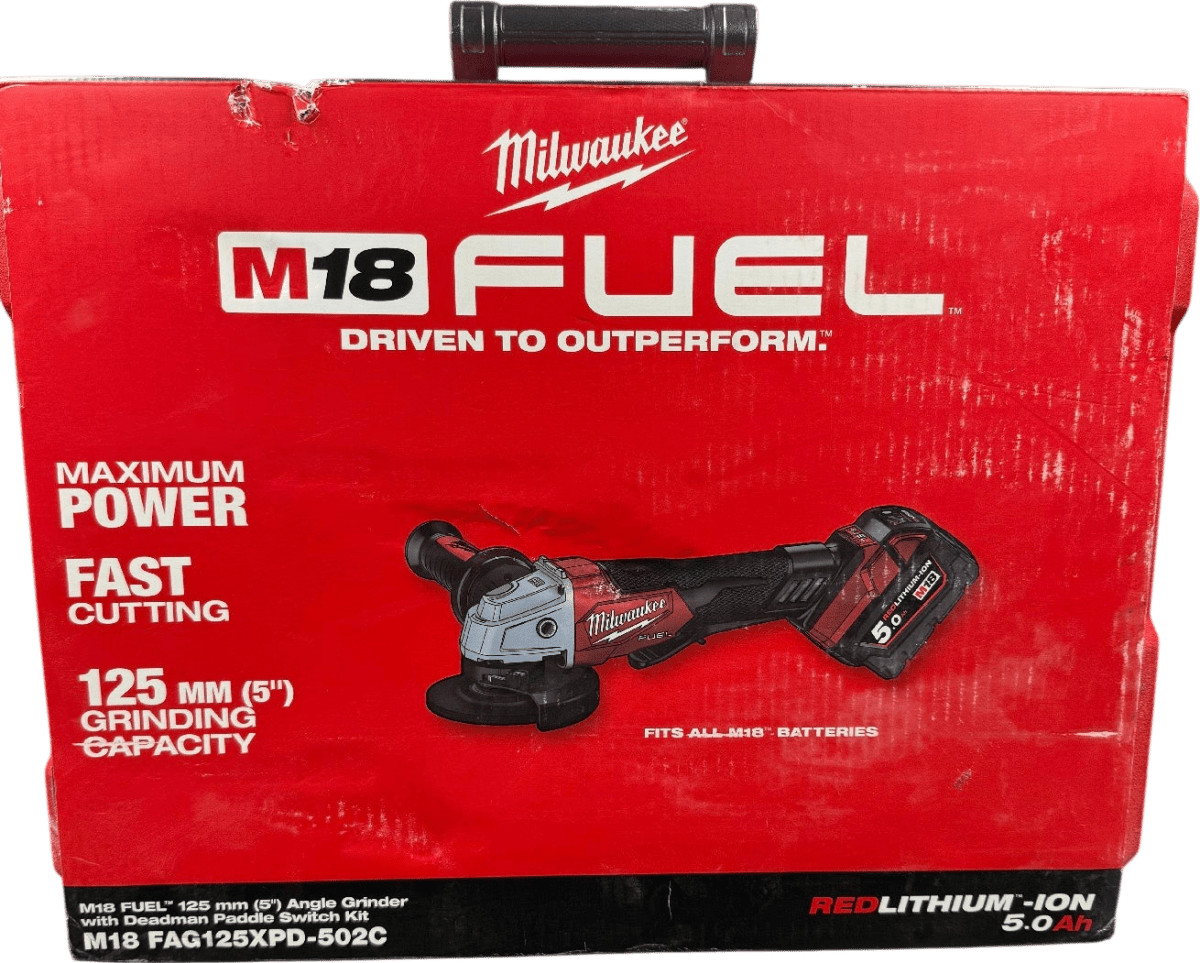 Milwaukee 125mm Angle Grinder M18 FAG125XPD - 502C with 2x 5.0ah Batteries - Mega Cash Sydney