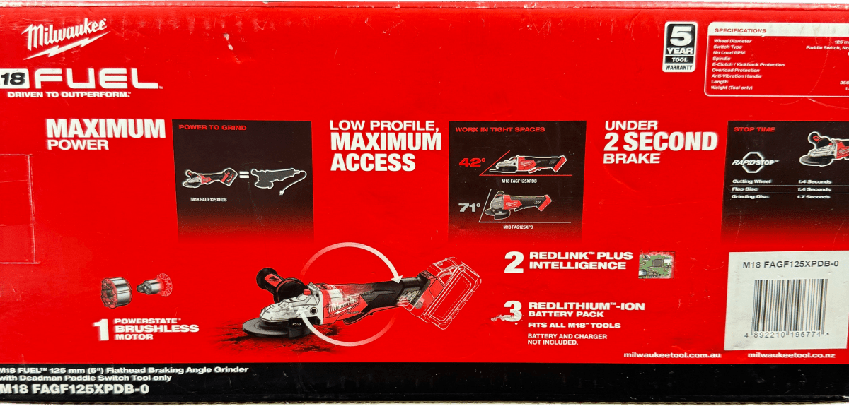 Milwaukee 125mm Angle Grinder M18 FAGF125XPDB - 0 Skin Only - Mega Cash Sydney