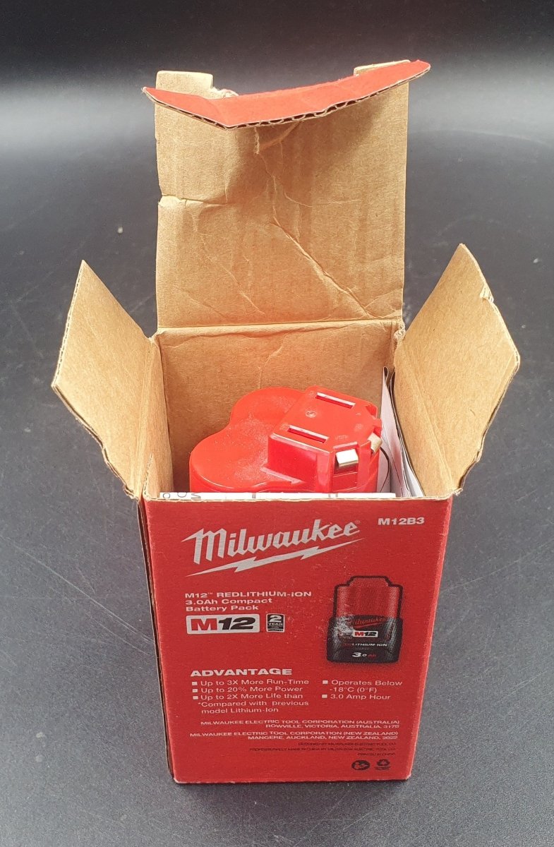 MILWAUKEE - 12V RedLithium 3.0Ah Compact Battery - M12B3 - Mega Cash Sydney