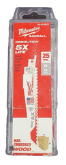 MILWAUKEE - 48-00-8021 - 6" 5 TPI AX™ SAWZALL® Blade for Wood with Nails (25 PK) - Mega Cash Sydney