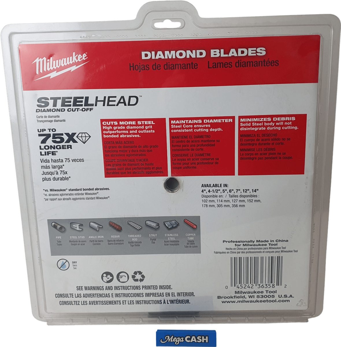 MILWAUKEE DIAMOND BLADE 49 - 93 - 7840 - 14" / 356mm - Mega Cash Sydney