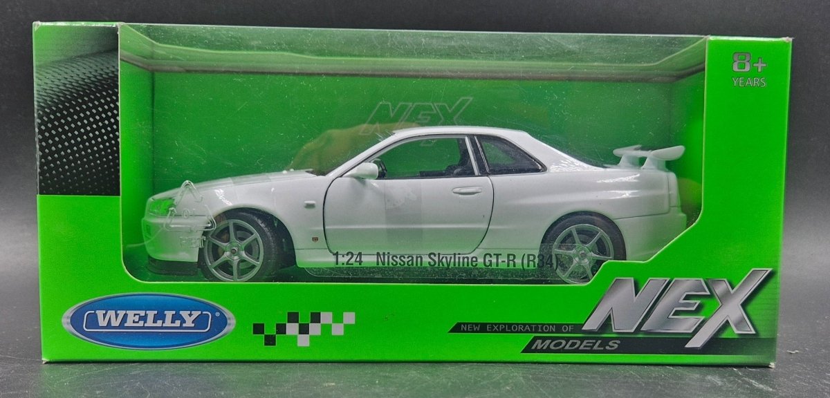 NEX WELLY MODEL CAR - 1:24 NISSAN SKYLINE GTR-R (R34) BOX SLIGHTLY DAMAGED - Mega Cash Sydney