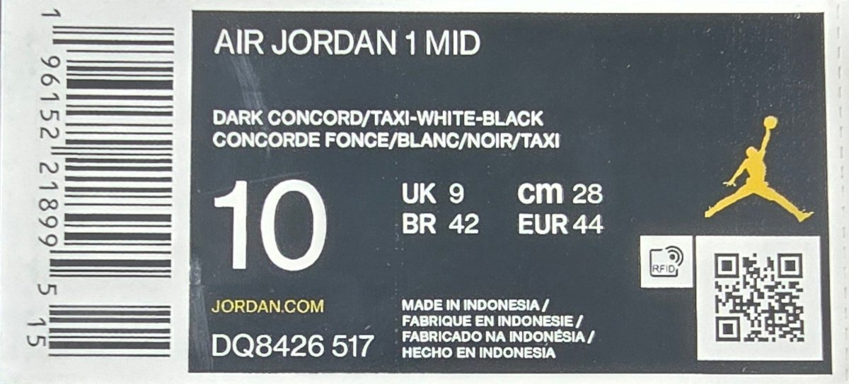 NIKE - Air Jordan 1 Mid - Dark Concord / Taxi-White-Black - Size US 10 - Mega Cash Sydney