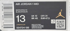 NIKE - Air Jordan 1 Mid - White / Stealth - Size US 13 - Mega Cash Sydney
