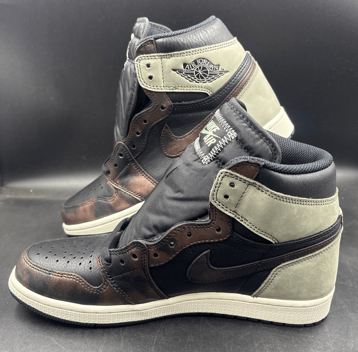 NIKE - Air Jordan 1 Retro High Tops - With Black and Green Laces - Size 9 US Mens - Mega Cash Sydney