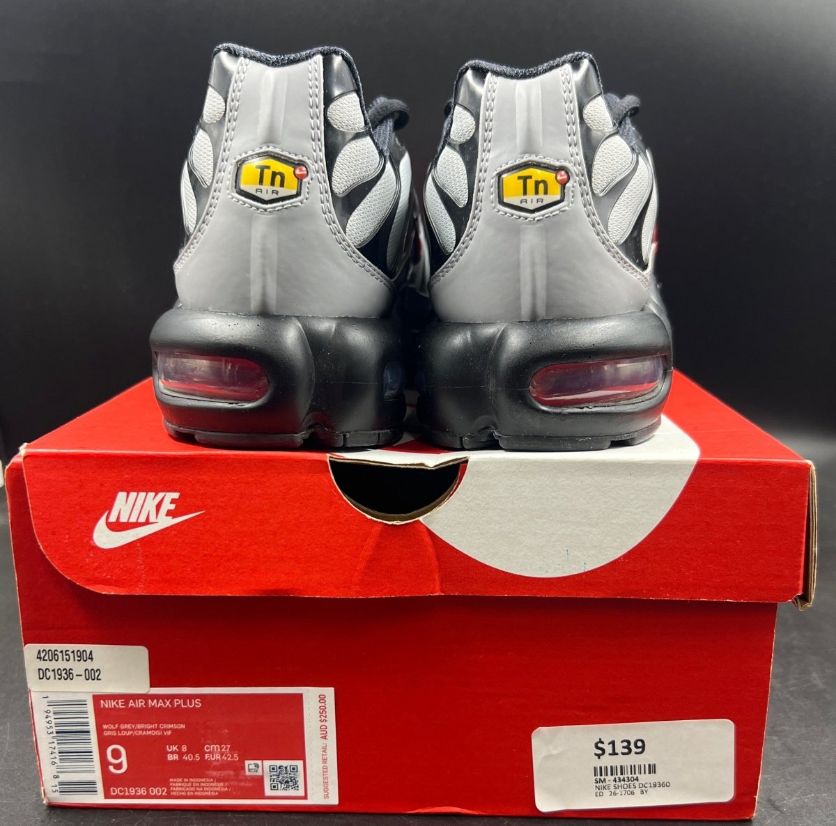 Nike Air Max Plus Wolf Grey- Size US9 - Mega Cash Sydney