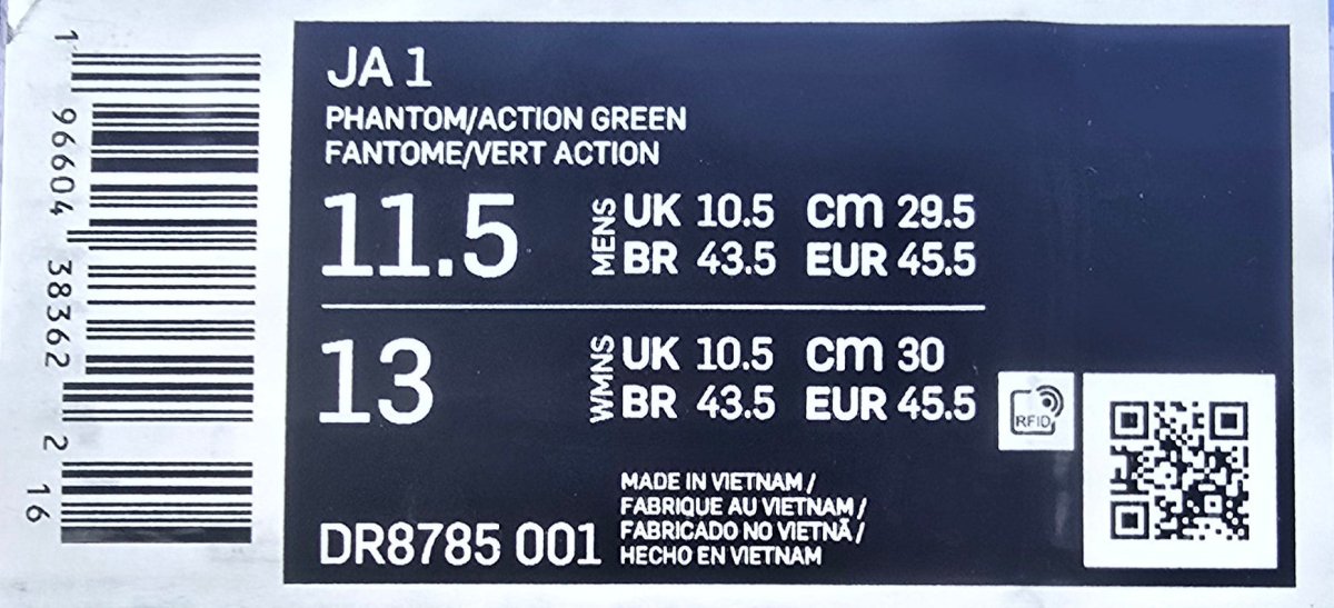 NIKE - JA 1 Phantom / Action Green (DR8785001) - Size US 11.5 - Mega Cash Sydney