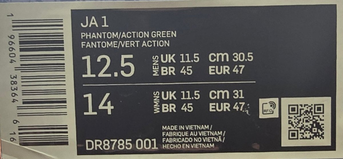 NIKE - JA 1 Phantom / Action Green (DR8785001) - Size US 12.5 - Mega Cash Sydney